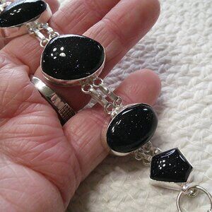 Gorgeous BLUE SUNSTONE Handmade Sterling 925 Bracelet Size 8" #365E